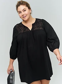 Belle Isle Crochet Popover Mini Dress
