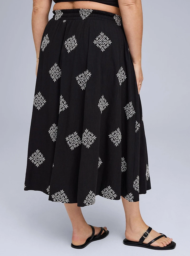 Belle Isle Embroidered Midi Skirt