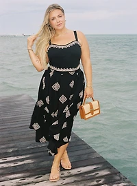 Belle Isle Embroidered Midi Skirt