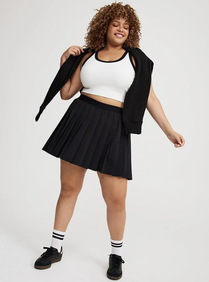 Tech Jersey Pleated Active Skirt With Bike Short