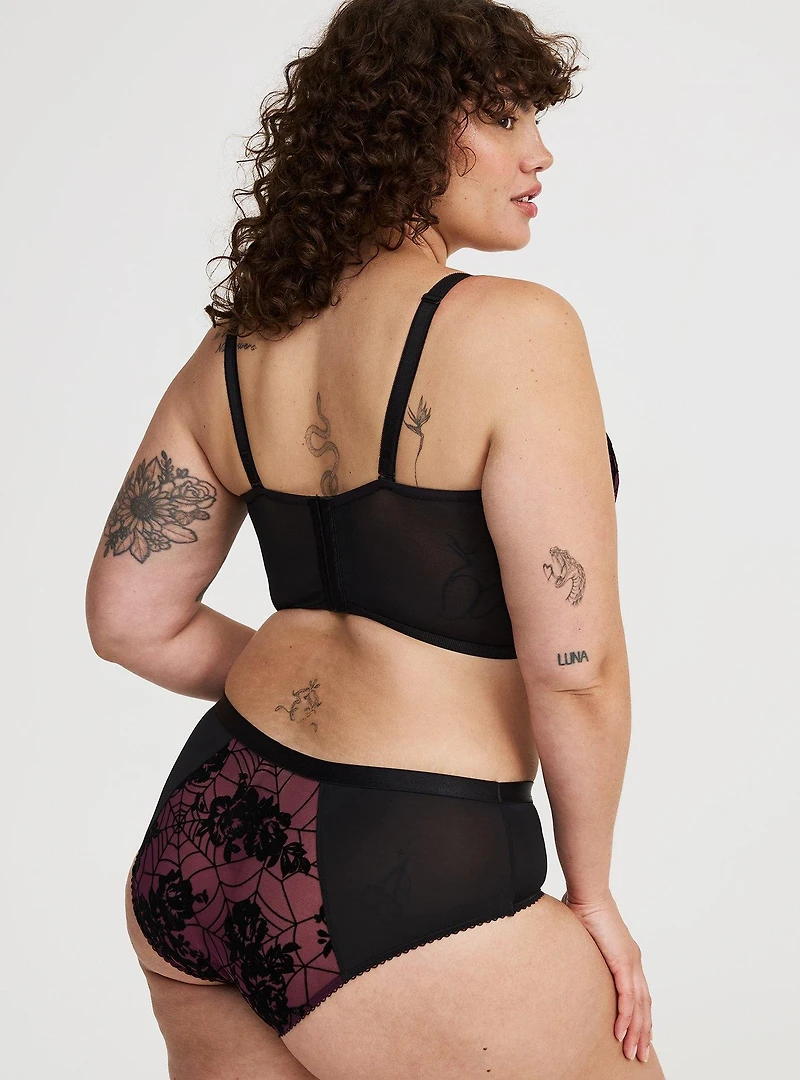 Flocked Mesh Hipster Panty