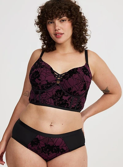 Flocked Mesh Hipster Panty