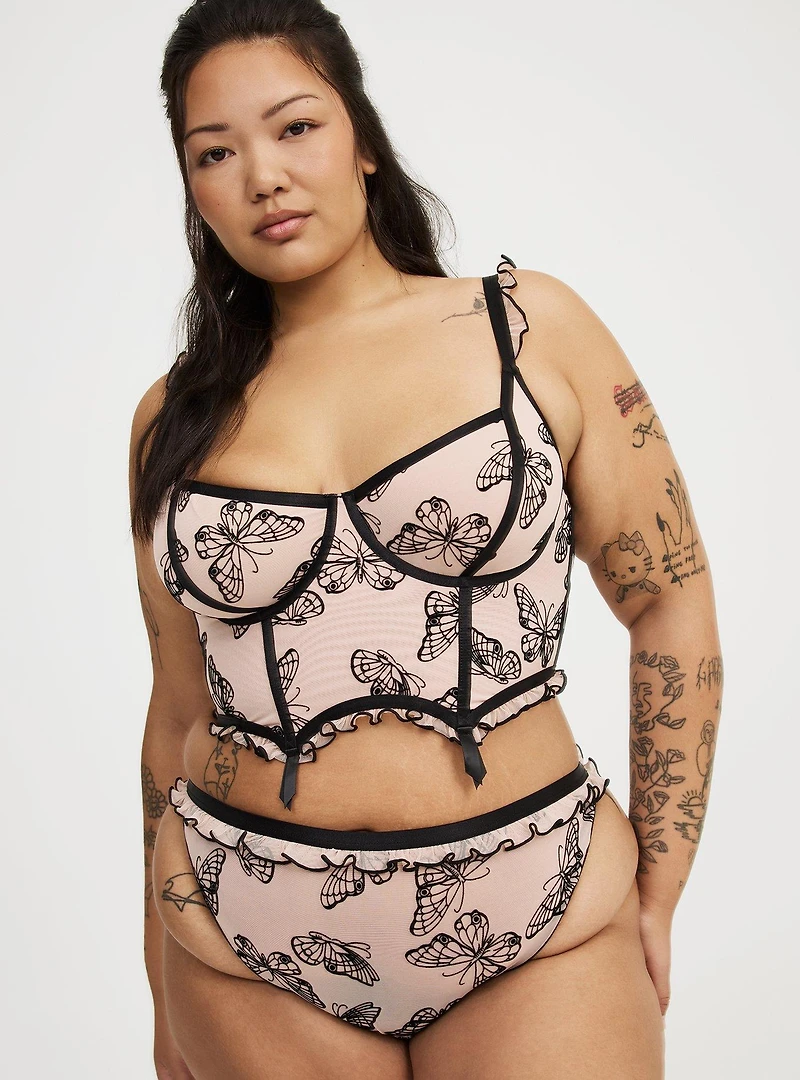 Flocked Mesh Bustier