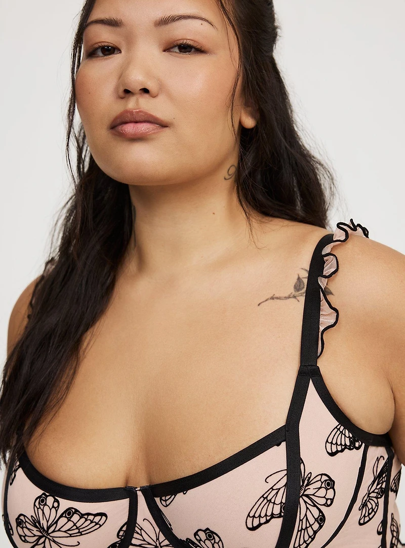 Flocked Mesh Bustier