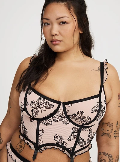 Flocked Mesh Bustier