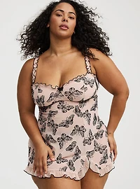 Flocked Mesh Babydoll