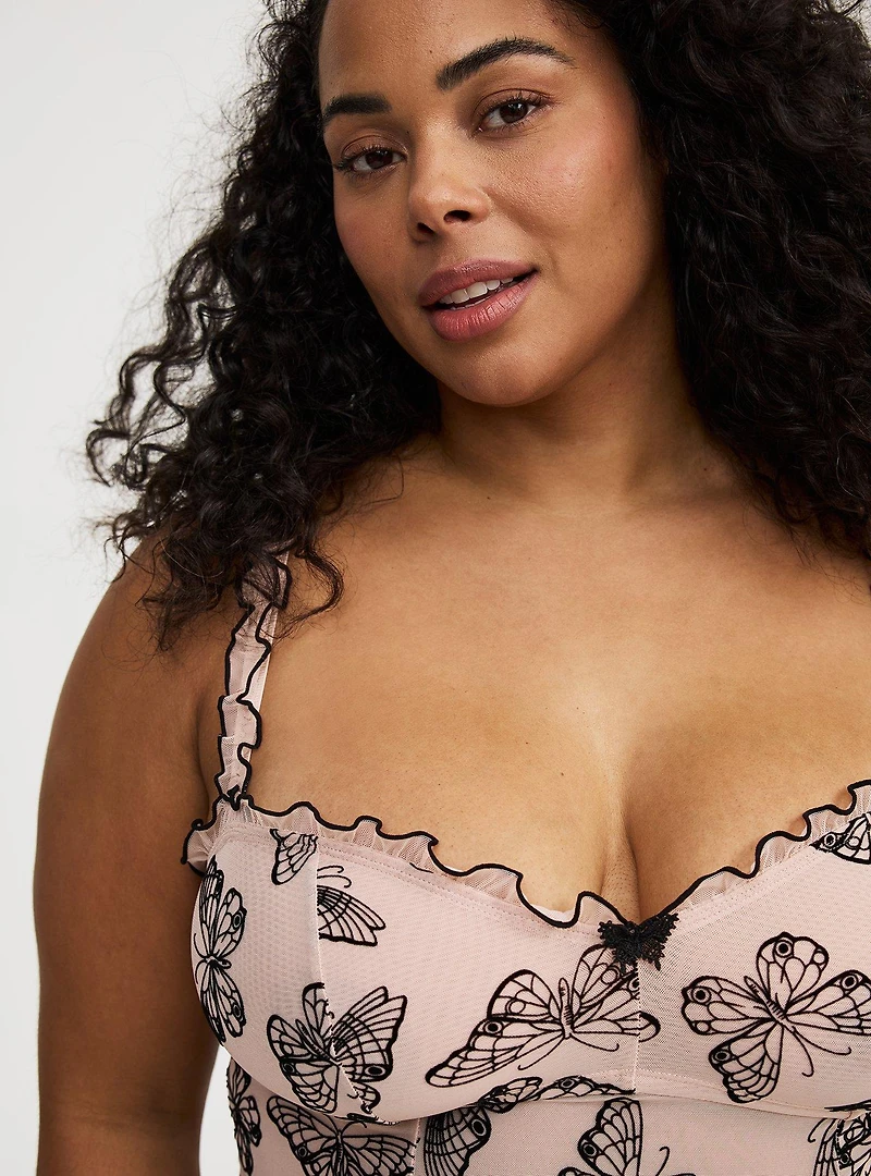 Flocked Mesh Babydoll