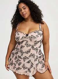 Flocked Mesh Babydoll