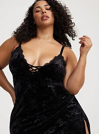 Velour Lingerie Maxi Slip Dress