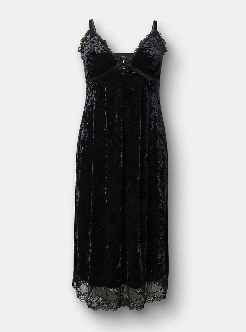 Velour Lingerie Maxi Slip Dress