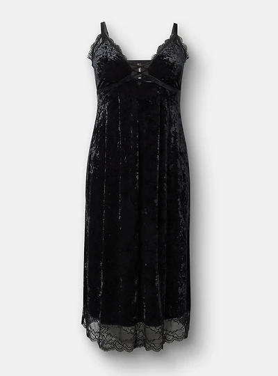 Velour Lingerie Maxi Slip Dress