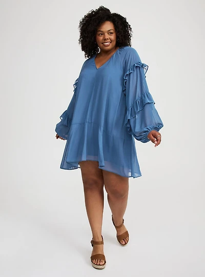 Mini Ruffle Peasant Dress
