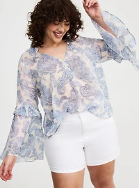 Chiffon V-Neck Ruffle Top