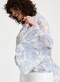 Chiffon V-Neck Ruffle Top