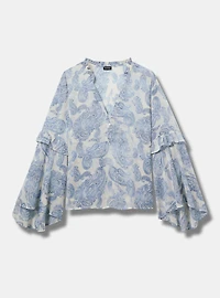 Chiffon V-Neck Ruffle Top