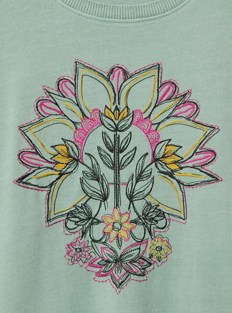 Floral Mandala Relaxed Heritage Jersey Raw Edge Tee