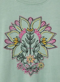Floral Mandala Relaxed Heritage Jersey Raw Edge Tee
