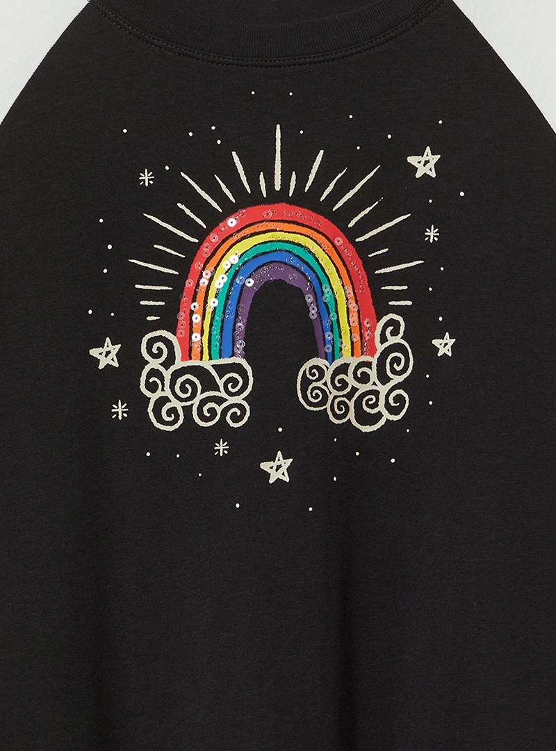 Rainbow Fitted Vintage Jersey Ringer Tee