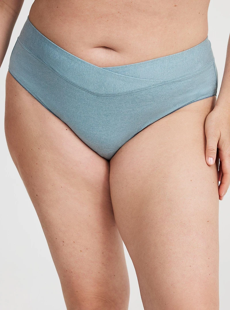 Microfiber Cross Front Mid-Rise Hipster Panty