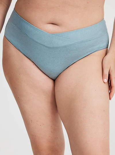 Microfiber Cross Front Mid-Rise Hipster Panty
