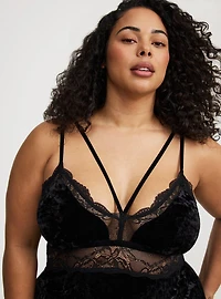 Strappy Velour Lingerie Slip
