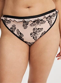 Butterfly Flocked Mesh Tanga Panty