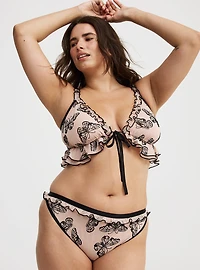 Butterfly Flocked Mesh Tanga Panty