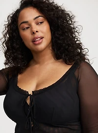 Bell Sleeve Mesh Crop Top