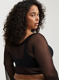 Bell Sleeve Mesh Crop Top