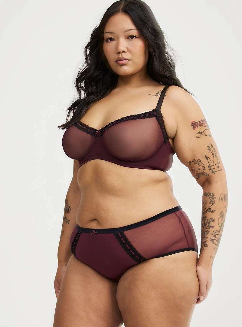 Velvet Trim Mid-Rise Cheeky Panty