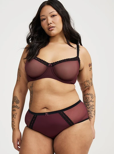 Velvet Trim Mid-Rise Cheeky Panty