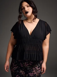 Nightfall Mesh Peplum Top