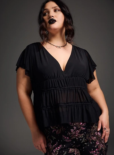 Nightfall Mesh Peplum Top