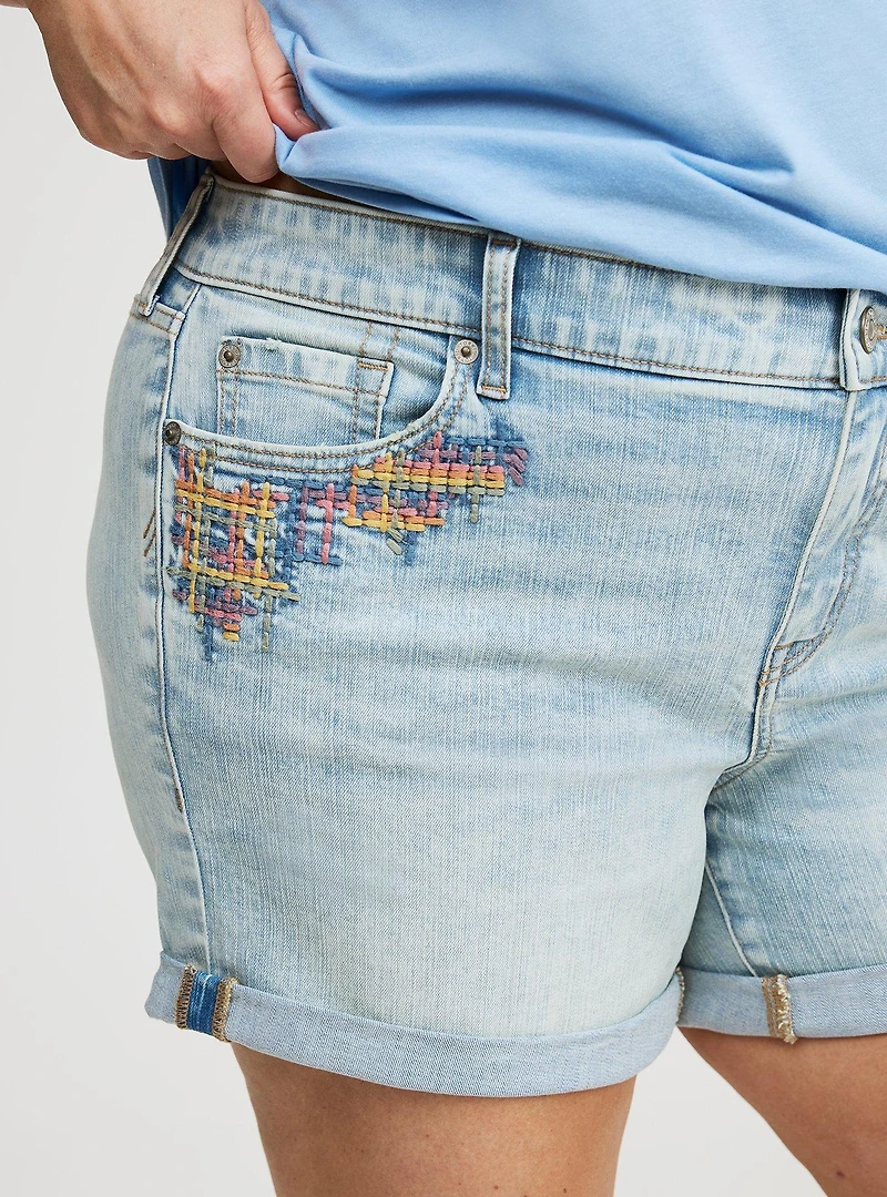 5'' Perfect Mid-Rise Embroidered Short