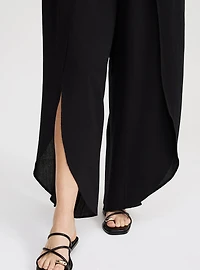 Mid-Rise Pull-On Open-Leg Pant