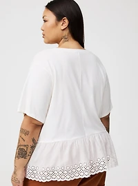 Heritage Cotton V-Neck Ruffle Tee