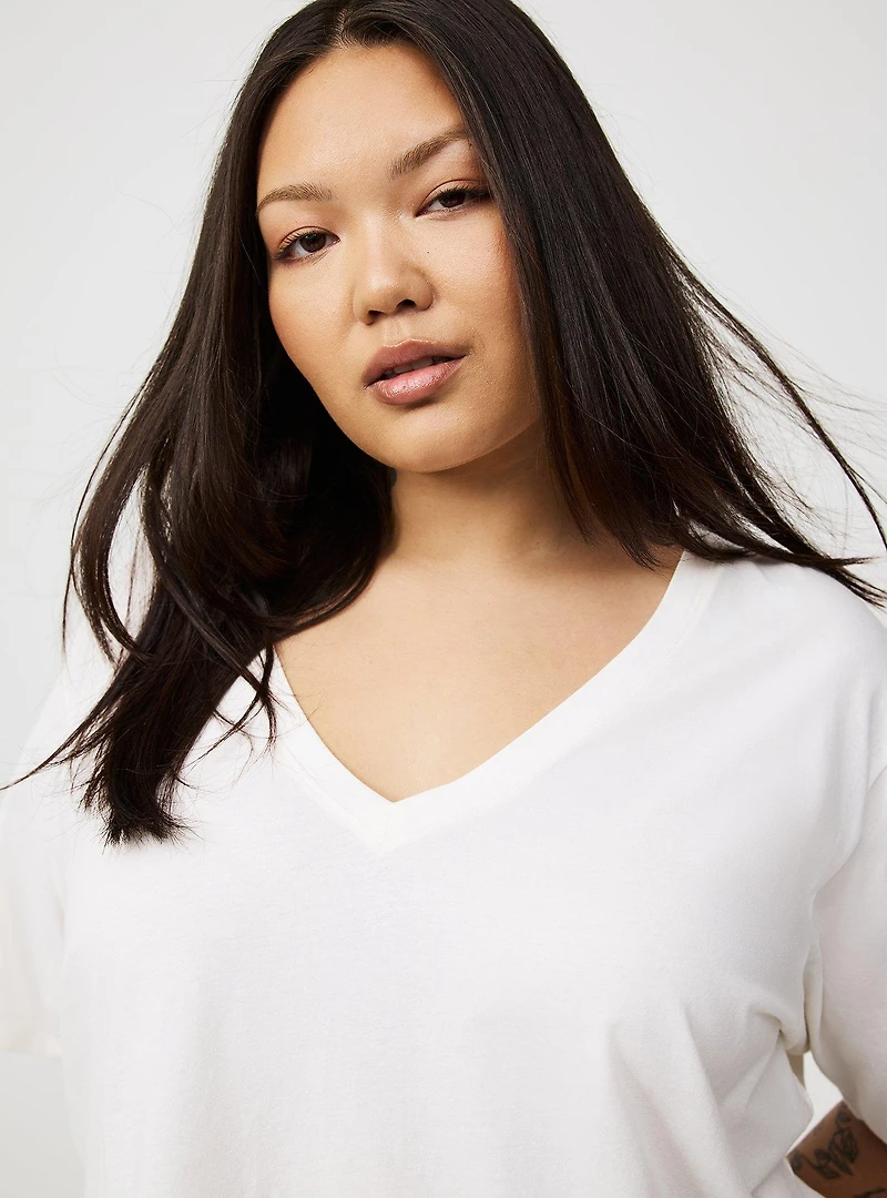 Heritage Cotton V-Neck Ruffle Tee