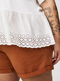 Heritage Cotton V-Neck Ruffle Tee