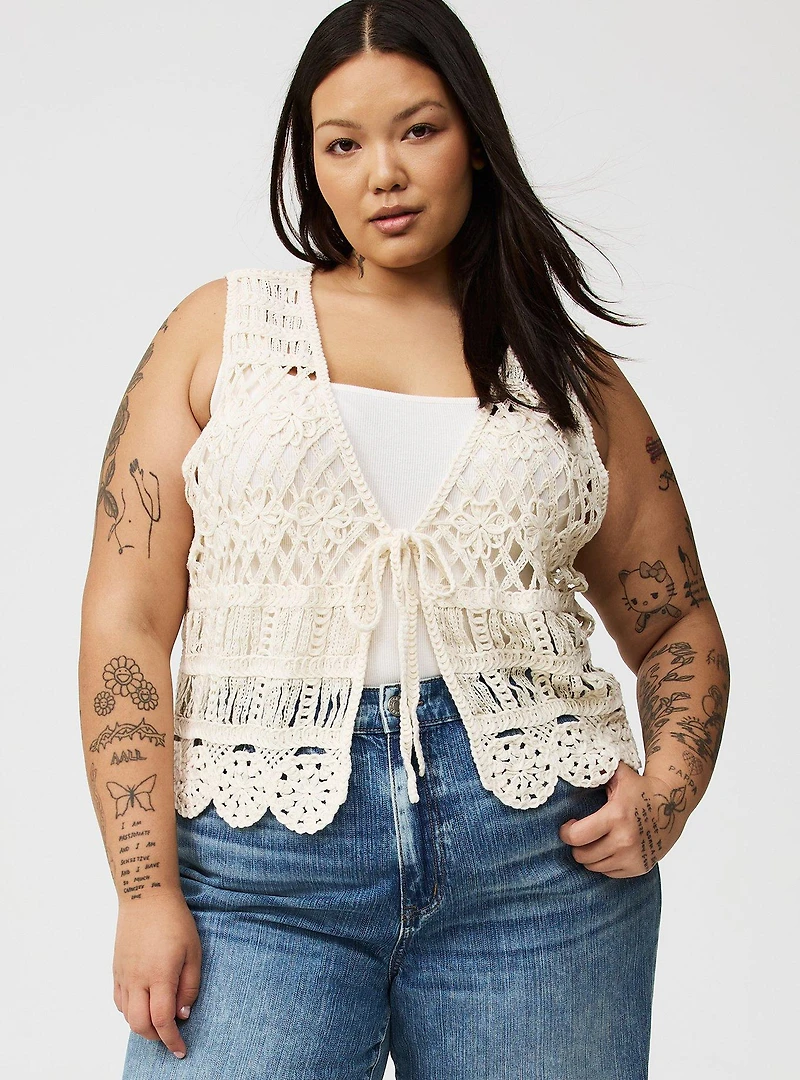 Crochet Tie-Front Vest