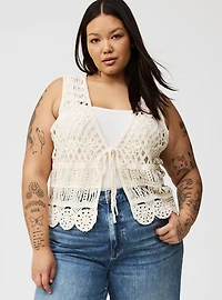 Crochet Tie-Front Vest