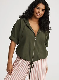 Cropped Cotton Hoodie