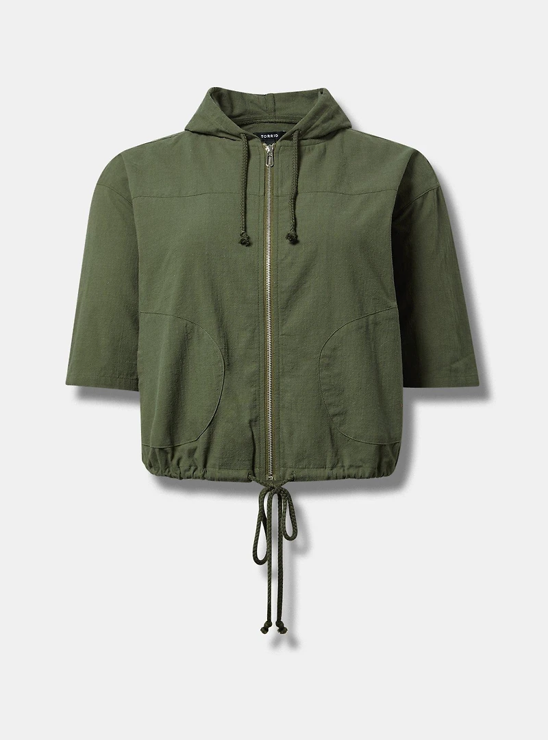 Cropped Cotton Hoodie