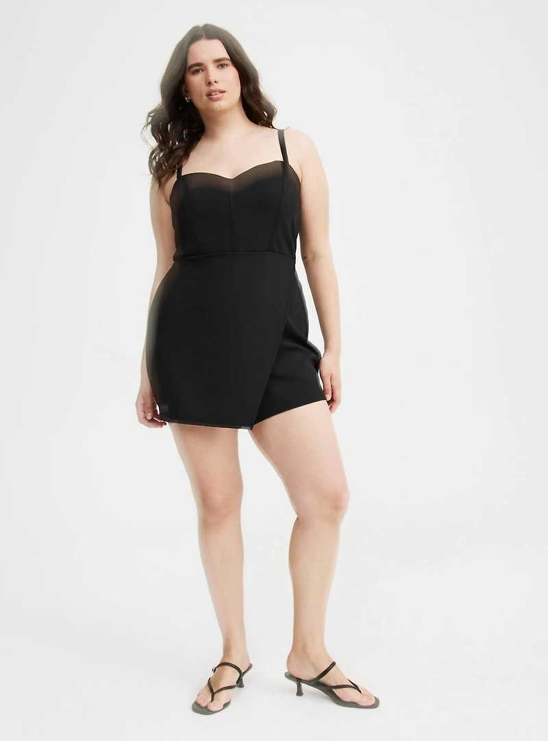 Sweetheart-Neck Wrap-Front Romper