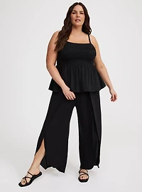 Square-Neck Ruched Babydoll Tank
