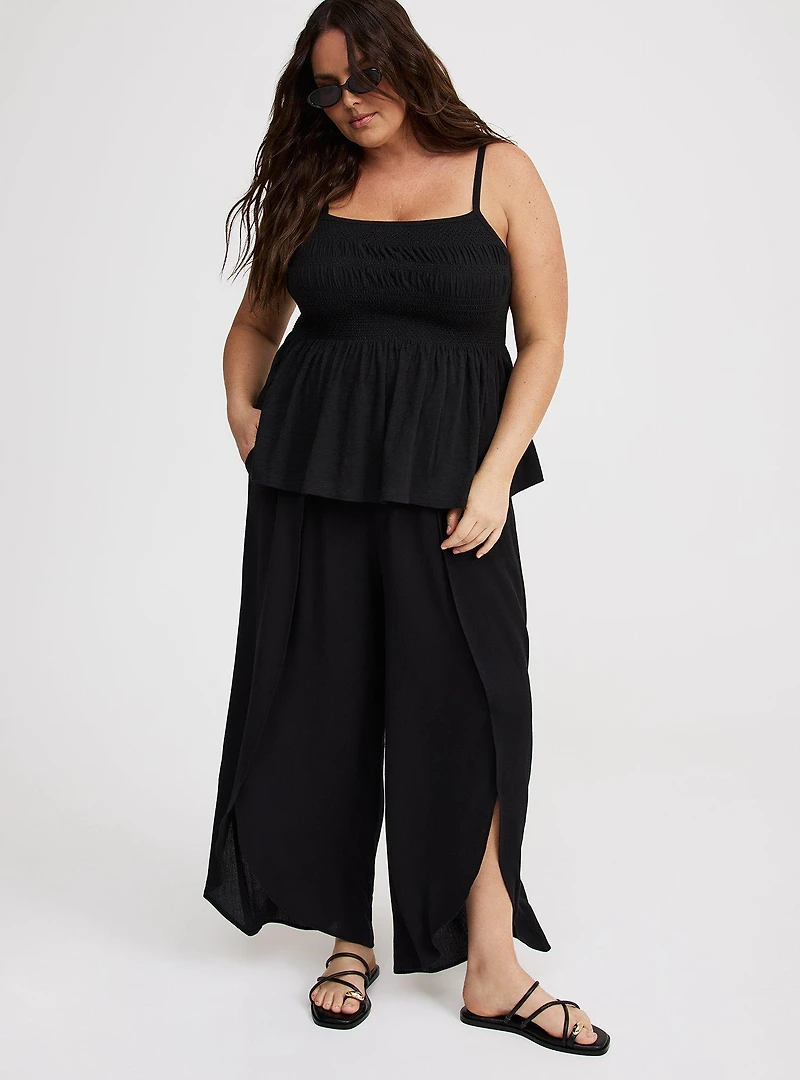 Square-Neck Ruched Babydoll Tank