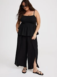 Square-Neck Ruched Babydoll Tank