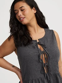 Front-Tie Peplum Tank