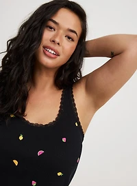 Cotton Rib Lace Trim Sleep Tank
