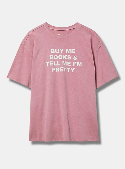 Cotton Jersey Raw Edge Relaxed Crew Tee