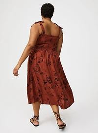 Shirred Tea Length Dress